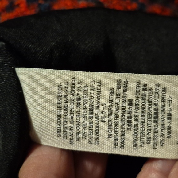 Free People Boucle Houndstooth Coat Sz.S Red&Black - Picture 12 of 12